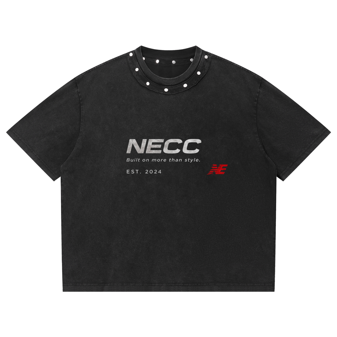 Unisex Washed Boxy Studded T-Shirt