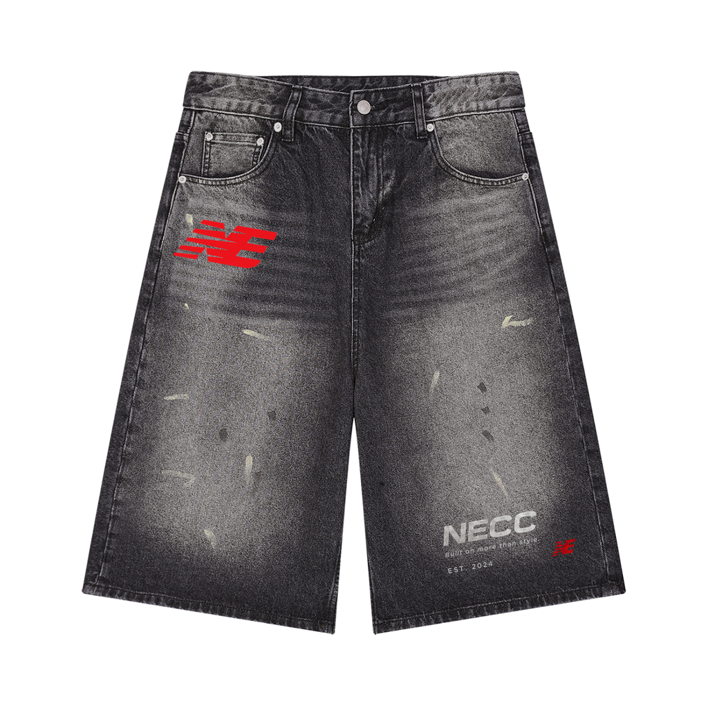 Men’s Vintage Wash Wide Leg Denim Shorts